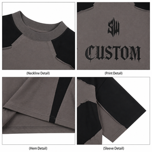 <b>Patchwork</b> Graphic T-<b>shirt</b> Heavy Cotton Spliced Boxy Fit Streetwear Tee Custom Oversized Short Sleeve Urban Style Men T <b>Shirt</b> - Product Image 3