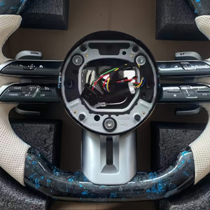 Volant en fibre de carbone forgé bleu de haute qualité pour <span class=keywords><strong>Mercedes</strong></span>-Benz W205 Classe C, W213 Classe E, X253 <span class=keywords><strong>GLC</strong></span>, W177 Classe A, C257 - Product Image 4