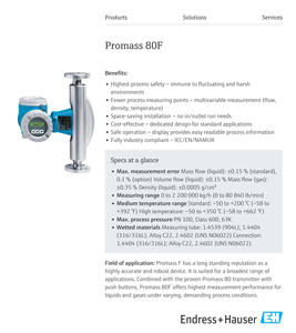 เครื่องวัดอัตราการไหลแบบมวลโคริโอลิสรุ่น Promass 80F ของ Endress+Hauser แท้จากโรงงานรุ่น E+H 80F80ขนาด DN50สำหรับก๊าซวัดความหนาแน่นและอุณหภูมิสัญญาณเอาต์พุต4–20มิลลิแอมป์พร้อมโปรโตคอล HART - Product Image 6