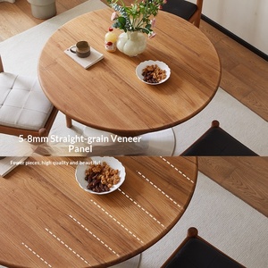 Mesa de Comedor Redonda de Teca Africana, Estilo Japonés Artístico Vintage, para Seis Personas, Desmontable, para Uso en Balcón del Hogar - Product Image 3