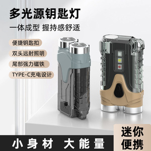 ไฟฉาย LED แบบสองหัว ชาร์จไฟได้ ใช้แบตเตอรี่แบบ Type C สำหรับใช้งานกลางแจ้ง พร้อมแม่เหล็กและพวงกุญแจ - Product Image 2