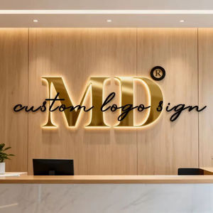 Enseigne en métal doré en acier inoxydable découpée au laser, enseigne publicitaire LED pour entreprise en extérieur, enseigne murale LED personnalisée avec logo 3D - Product Image 6