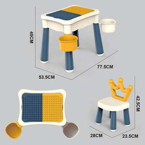 WYL 6 en 1 multifonctionnel grand bloc de construction <span class=keywords><strong>Table</strong></span> jouets activité bloc de construction <span class=keywords><strong>Table</strong></span> chaises ensemble de jeu bloc de construction <span class=keywords><strong>Table</strong></span> de jeu - Product Image 6