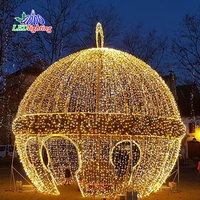 Boule de Noël Lumineuse Géante Faite à la Main avec Cadre en Fer Étanche LED Sphère LED Commerciale IP65 pour Grandes Espaces Commerciaux