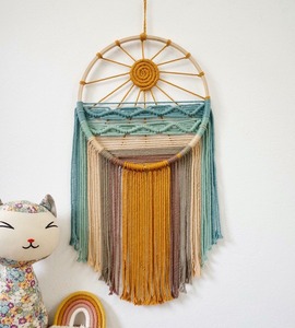 Arte Murale Tramonto e Alba, <span class=keywords><strong>Acchiappasogni</strong></span> Macramè da Parete, Decorazione Colorata per Camera da Letto e Soggiorno - Product Image 1