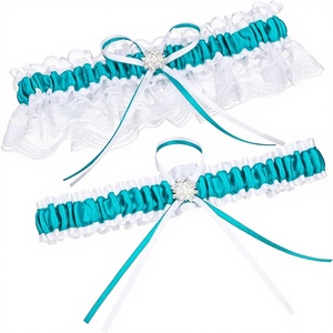 Lowosaiwor <span class=keywords><strong>Ensemble</strong></span> de jarretelles de mariée en satin, taille unique (15-23 pouces), pour femme, lavage à la main uniquement - Product Image 1