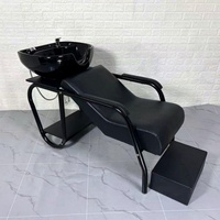 Lit de lavage en cuir noir 1688 de haute qualité pour salon de coiffure et de beauté, avec bac à shampoing, en promotion