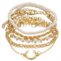 Bracelet Chaîne Épaisse Métal Lourd Plaqué Or VKME Style Punk Amour, Ensemble de Bracelets Rétro Tendance pour Femme, Cadeau Bijoux Mode