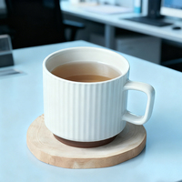 Tasse à cappuccino et latte de haute qualité européenne, style nordique moderne, à rayures verticales, en céramique, compatible lave-vaisselle et micro-ondes