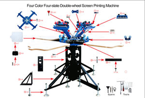 Machine de sérigraphie manuelle 6 couleurs 6 stations avec kits pour T-shirt Polo T-shirt Sac en jute Sac non tissé - Product Image 3
