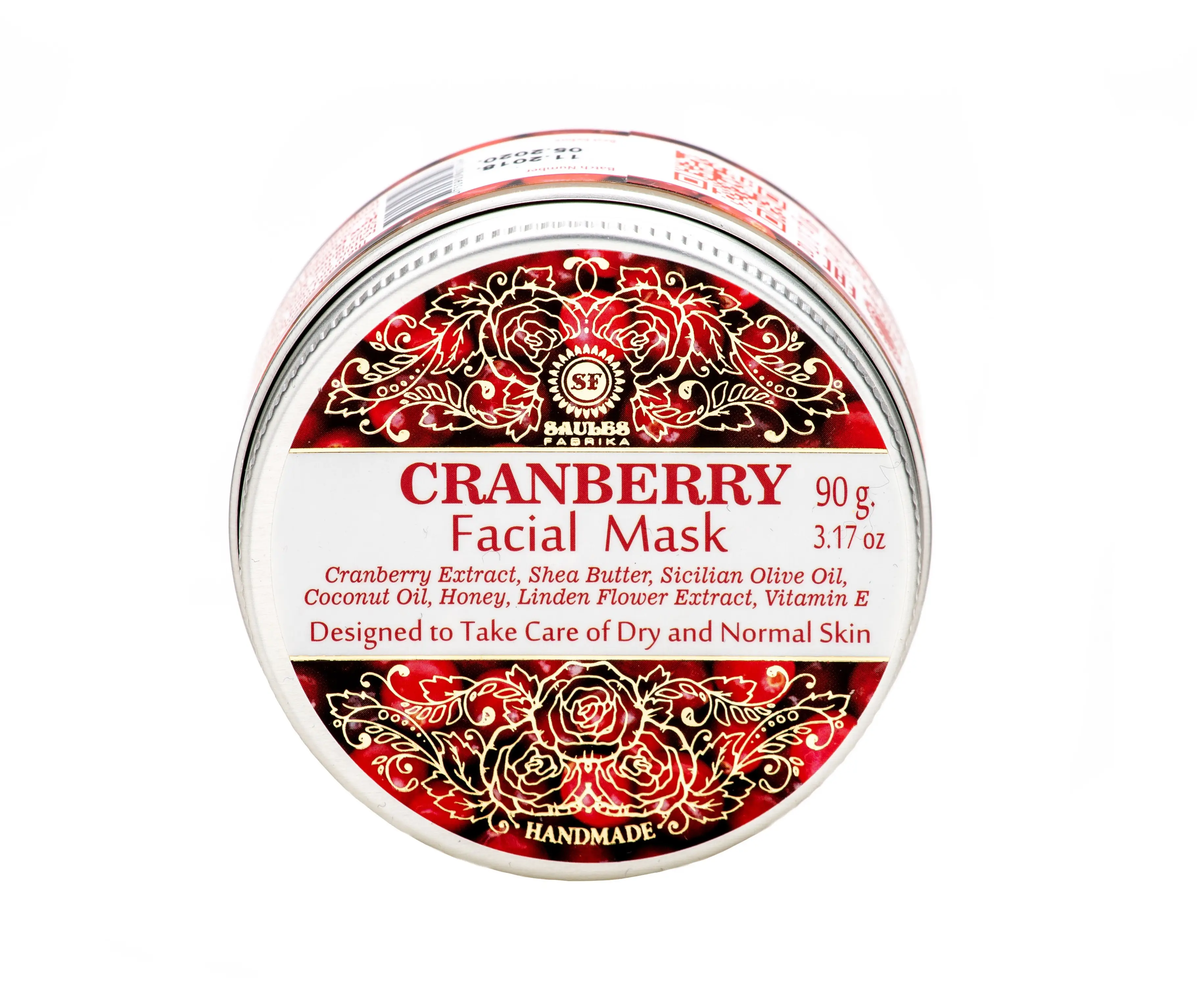 Eigenmarke OEM-Gesichtsmaske 90 g Mango Cranberry White Chocolate Seegras 99% natürliche Zutaten Großhandel handgefertigt in der EU