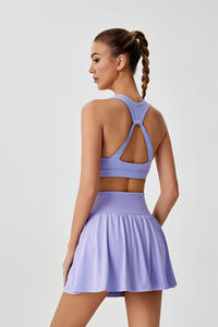 فستان تنس مع شورت مدمج وحمالة صدر ملابس صالة رياضية تنورة وفستان علوي مجموعة ملابس نشطة للسيدات فستان تنورة تنس الريشة - Product Image 4