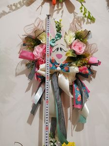 DAMAI <b>Easter</b> Bunny Wreath with Eggs Artificial <b>Easter</b> Wreath Mixed Flowers Hanging Bunny Shaped Wreath for Front Door Wall - Product Image 3