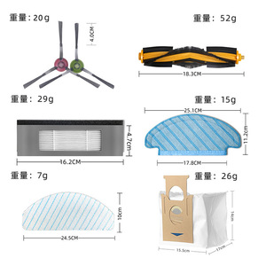 Accesorios para <span class=keywords><strong>Aspiradora</strong></span> Robótica Ecovacs OZMOT8 T9PRO T9AIVI: Cepillo Lateral, Paño, Filtro, Bolsa para Polvo - Product Image 3