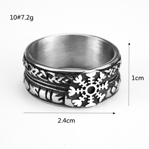 European American Style Men's <b>Titanium</b> Steel <b>Ring</b> Cross Pattern Viking Rune Design Hip Hop Jewelry Gift - Product Image 5