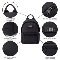 Sac à dos scolaire mini en néoprène personnalisé avec logo, noir, imperméable, léger, décontracté, avec fermeture éclair USB et RFID, vente en gros