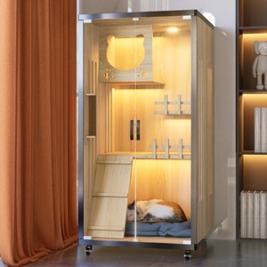 Casa de Madera para Gatos de Interior, Espaciosa, Extra Grande, con Poste Rascador, Fácil Instalación, Fácil de Limpiar, para Uso en Todas las Estaciones - Product Image 2