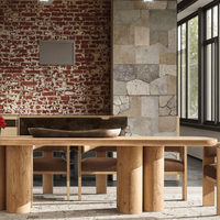 Table à manger en bois massif de design moderne pour hôtel et atelier, grande taille, 8 places