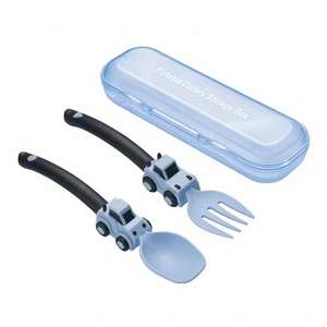 Ustensiles simples et mignons pour bébés et tout-petits, ensemble de fourchettes et de cuillères de dessin animé pour enfants, ustensiles d'alimentation indépendants pour fruits. - Product Image 2