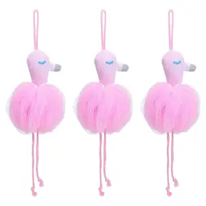 Flamingo hình dễ thương tắm quả bóng tẩy tế bào chết tắm poufs bọt biển cơ thể tắm bọt biển Bong Bóng lưới cơ thể sạch hơn