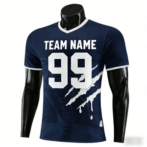 Nueva <span class=keywords><strong>Camiseta</strong></span> de Fútbol Americano Personalizada con Logotipo Extra Grande de Dos Colores, Patrón a Cuadros, Manga Corta, Equipo Nacional - Product Image 2