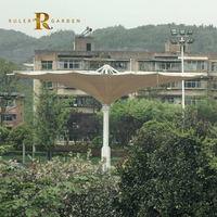 Parasol rétractable électrique de grande taille avec cadre en aluminium, lumières LED, membrane anti-taches, pour espaces commerciaux extérieurs