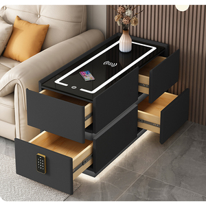 Smart Tech Nightstand, Solid Wood Bedroom Furniture, Wireless Charging <strong>Sofa</strong> <strong>Side</strong> <strong>Table</strong> for Living Room, Bluetooth Speaker - Product Image 2