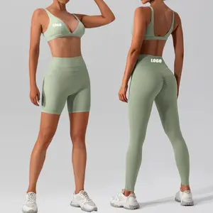 Athletic Fashion Gym Rücken loser BH Fitness Leggings Benutzer definiertes Logo Sexy Gym Plus Size Workout Butt Scrunch Gym Sets