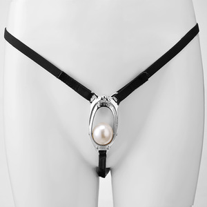 Imbracatura Bondage regolabile con spina anale in metallo e decorazione di perle Fetish <span class=keywords><strong>BDSM</strong></span> mutandine con cinturino - Product Image 3