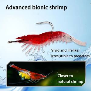 Appât artificiel <span class=keywords><strong>souple</strong></span> en forme de crevette Alpha PVC réaliste, appât bionique qui brille dans le noir pour la pêche à la basse et à la truite - Product Image 3