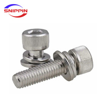 304 acier inoxydable DIN912 vis à tête cylindrique à six pans creux avec rondelle plate jeu de boulons de joint à ressort M2 M2.5 M3 M4 M5 M6M8M10M12