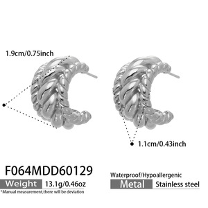 Pendientes Elegantes Personalizados en Forma de C, Acero Inoxidable 316L, Chapados en Oro de 14k y 18k, Pendientes de Moda para Mujer - Product Image 5