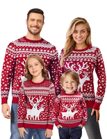 Suéter Navideño Familiar con Estampado de Reno FNJIA para Hombre, Suéter de Punto Suave de Manga Larga, Jersey Navideño Feo