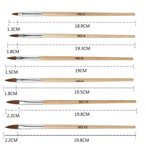 Lot de 6 pinceaux à ongles en fibres artificielles avec manche en bois, pour sculpture et dessin, qualité supérieure, personnalisable OEM/ODM - Product Image 5
