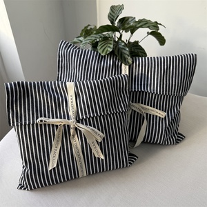 BSCI High Quality Recycle <b>Envelope</b> Dust Bag Striped Cotton Canvas <b>Gift</b> Packaging Cloth Pouch Luxury Jewelry Cosmetic Flap Pouch - Product Image 4