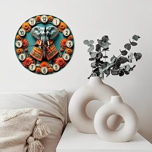 Round Wooden Wall <b>Clock</b> 25x25Cm Silent Non Ticking Low Profile Decor For Small Apartment - Product Image 2