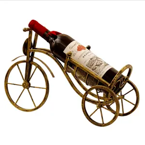 โลหะยุโรปสีแดงผู้ถือขวดไวน์บาร์ Creative Wrought Iron Vintage Wine Rack Home ตกแต่ง