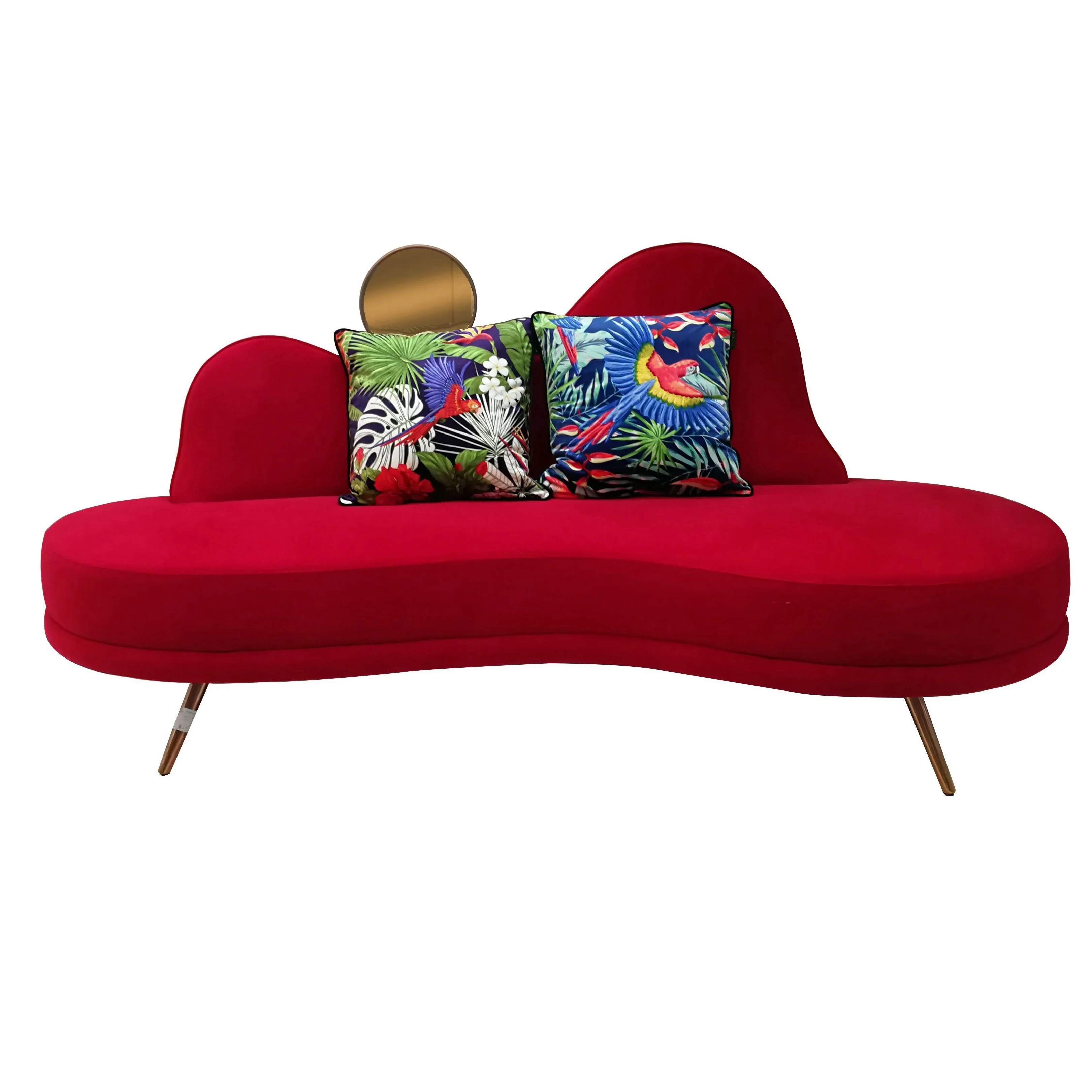 GuanYe 2022 חדש עיצוב סדיר ספה עבור קניון אולם קטיפה אקסנט ספה מודרני אופנה 3 מושבי אדום מלכותי ספה