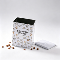 Boîte de rangement carrée personnalisée pour nourriture pour chien, boîte en métal de qualité alimentaire pour friandises pour animaux de compagnie avec couvercle amovible pour l'emballage des aliments pour animaux