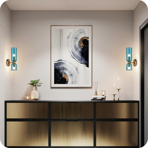 Modern Wall <b>Sconce</b>, Brass Wall Lamp with Cylinder Glass Shade, Indoor Wall <b>Light</b> Fixture for Bedroom Bathroom Hallway Vanity - Product Image 6