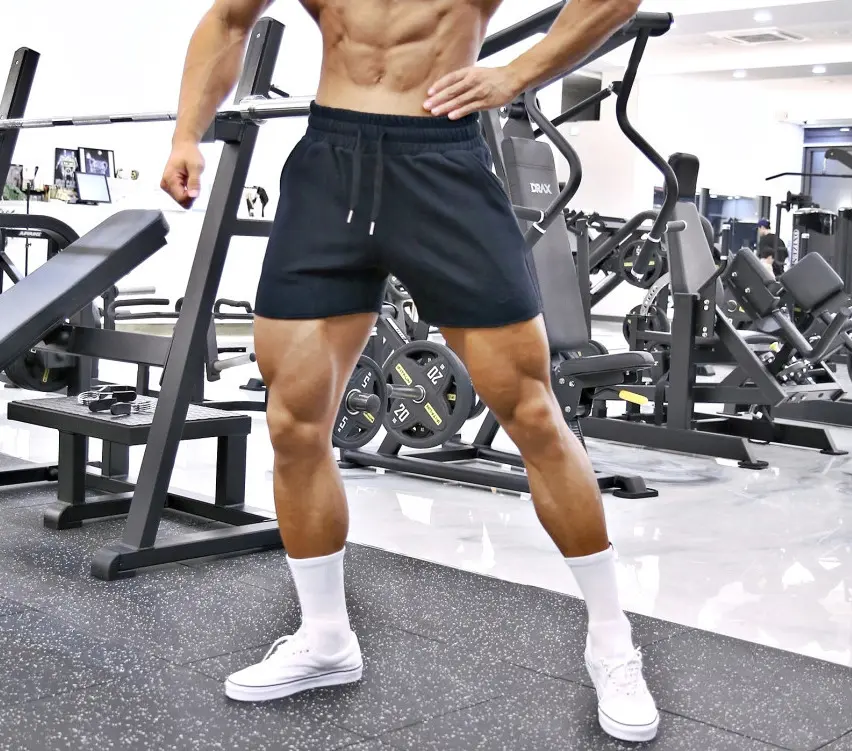 Gym Shorts Men Fitness Drawstring Workout Short Pant Summer Bodybuilding Running Straight Skinny Shorts Trousers Pocket