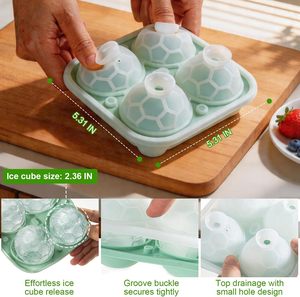 ถาดทำน้ำแข็งซิลิโคนรูปทรงลูกฟุตบอล 9 ช่อง ปลอดสาร BPA เกรดสำหรับอาหาร เหมาะสำหรับเครื่องดื่มในบาร์และงานปาร์ตี้ - Product Image 2