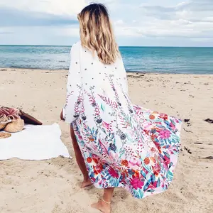 Custom Women Beach night Kimono Robe Shower Beach Wear Cover Up night dress for ladies