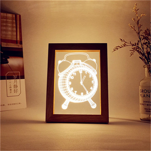 Marco de fotos de madera acrílica 3d para dormitorio, iluminación nocturna, <span class=keywords><strong>luz</strong></span> de <span class=keywords><strong>la</strong></span> noche, regalo personalizado, ilusión USB, bonito patrón de animales - Product Image 6