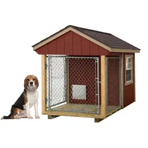 2024 Customized Solid Wooden Dog House Rain Proof Outdoor Wooden Pet Cage