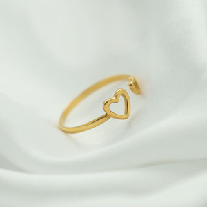 Heart Shaped <b>Open</b> <b>Ring</b> Gold Hollow Design Unisex Fashion Jewelry Gift - Product Image 3