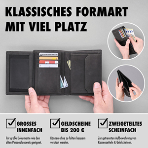 Cartera de Cuero para Hombre con Protección RFID, Monedero de Gran Capacidad con Compartimento para Monedas, Cartera Bifold de Cuero Genuino para Hombre - Product Image 2