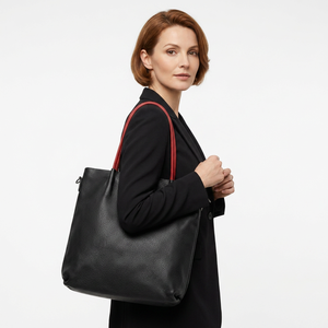 Sac messager noir texturé avec poignées rouges pour les trajets quotidiens - Product Image 4