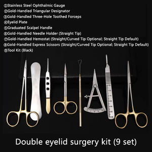 Kit d'instruments chirurgicaux pour double paupière, chirurgie esthétique ophtalmique, outils d'implantation de sutures, porte-aiguilles à manche doré - Product Image 6
