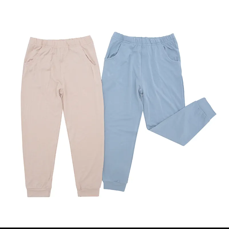 Hot sale Factory price Wholesale custom plain color soft 100% cotton kids long pants toddler baby boys girls pants